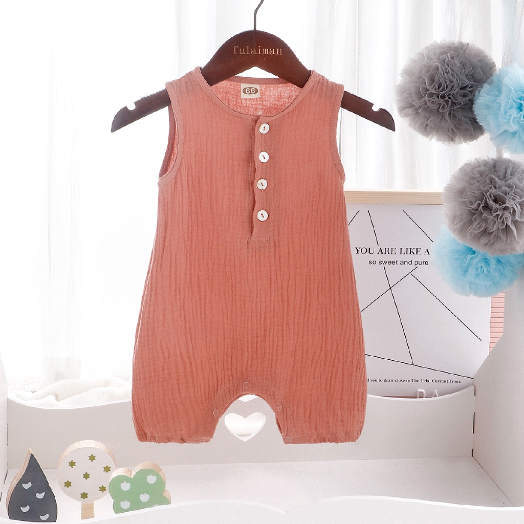 Bộ Áo Liền Quần Một Mảnh Vải Cotton Mềm Mại Cho Bé Sơ Sinh