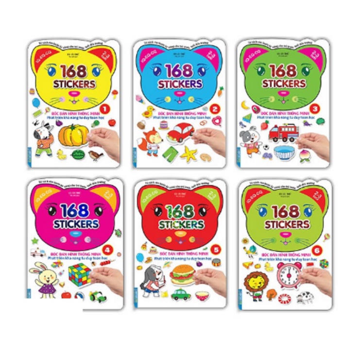 Sách- Combo Bóc dán hình thông minh phát triển khả năng tư duy toán học - 168 sticker (6 cuốn )