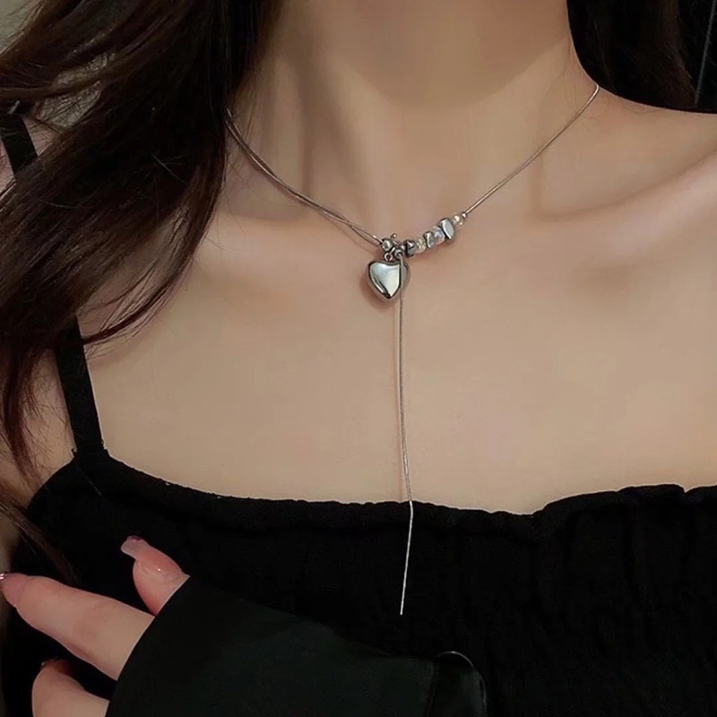 Vòng cổ Chuỗi Hạt Pha Lê Hình Trái Tim Phong Cách Hàn Quốc Thời Trang Cho Nữ
