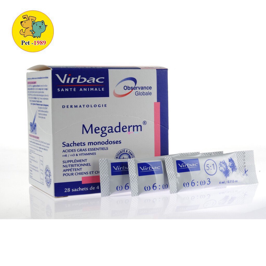 Gói Gel Dinh Dưỡng Virbac Megaderm 4ml Giúp Mượt Lông, Da Và Giảm Ngứa Chó Mèo