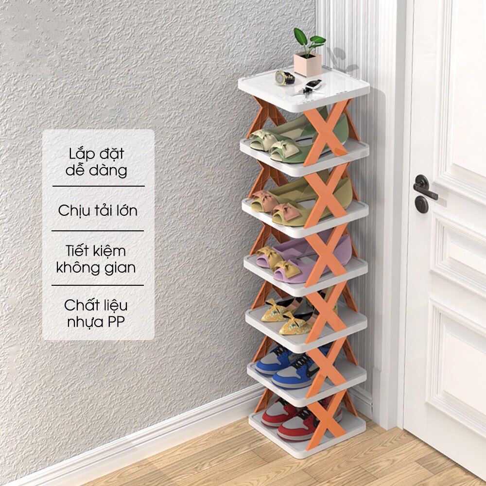 Kệ để giày dép chữ X 5 tầng thông minh có thể tháo lắp gấp gọn, kệ để đồ trang trí đa năng cao cấp