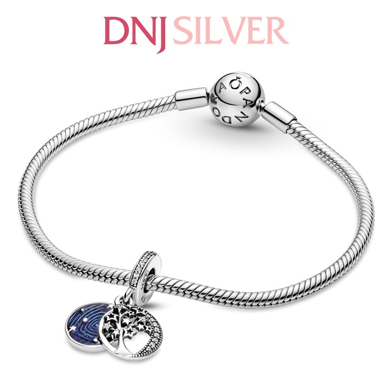 Charm bạc 925 cao cấp, hàng chuẩn bạc - Charm Double Dangle Tree & Galaxy Moon thích hợp để mix vòng tay