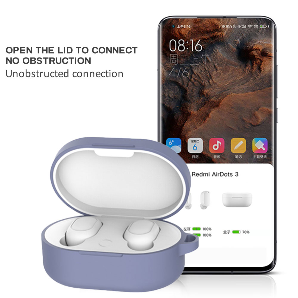 XIAOMI Vỏ bảo vệ hộp sạc tai nghe Redmi Airdot 3 bằng silicon mềm kèm móc