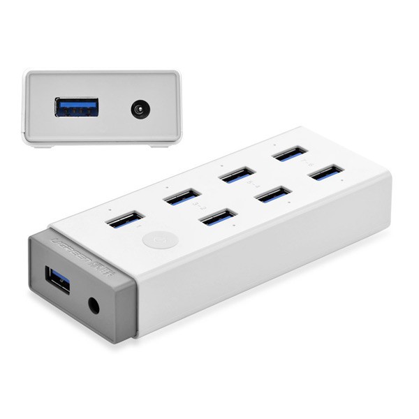 Bộ chuyển đổi chia USB 3.0 -chia 7 cổng Ugreen 20296 hỗ trợ nguồn ngoài 12V