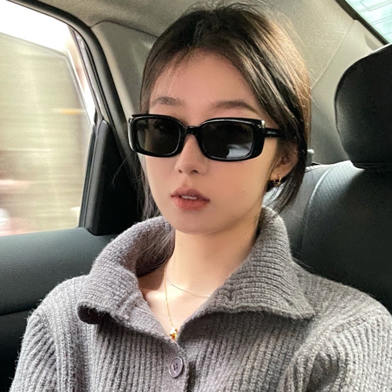 Kính Mát Gọng Vuông Nhỏ Màu Đen Phong Cách Hip Hop Cá Tính