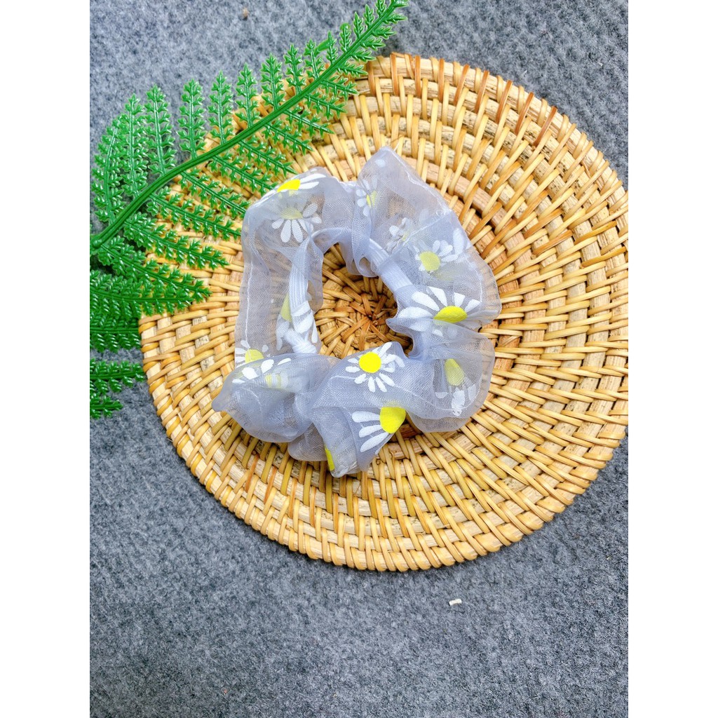 Dây buộc tóc in họa tiết hoa cúc xinh xắn đáng yêu