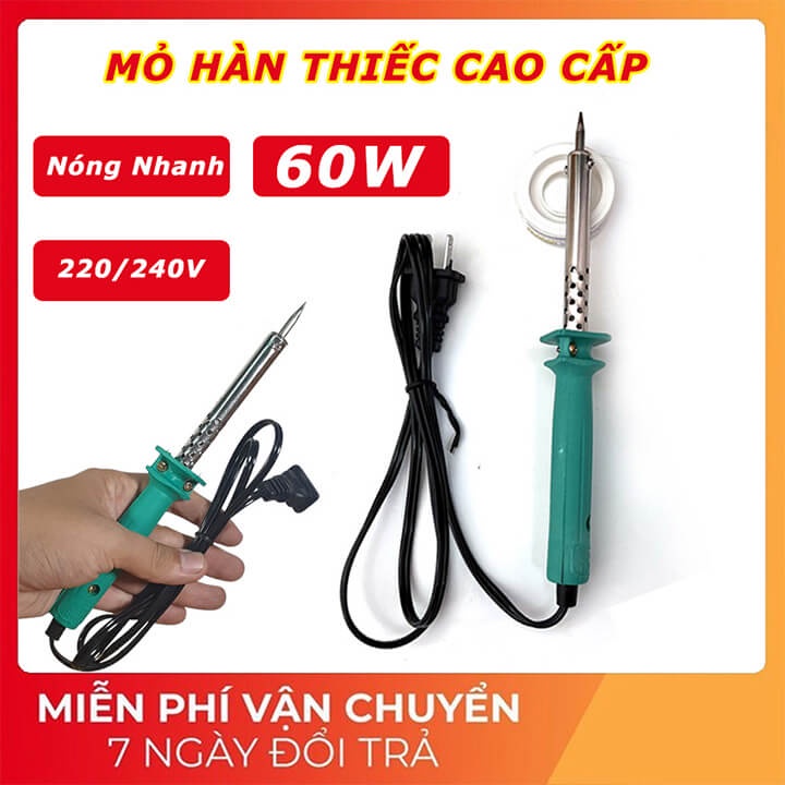 Mỏ hàn thiếc mini 60W 220V giá rẻ, mỏ hàn nhiệt nóng nhanh, mối hàn đẹp dùng trong sửa chữa thiết bị điện