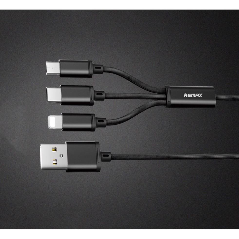 FREESHIP Cáp Sạc Remax 3 Đầu RC-131TH IPHONE - MICRO USB - TYPE C dây dù Lỗi 1 đổi 1