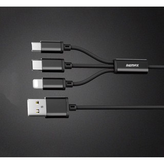 Freeship cáp sạc remax 3 đầu rc-131th iphone - micro usb - type c dây dù lỗi 1 đổi 1