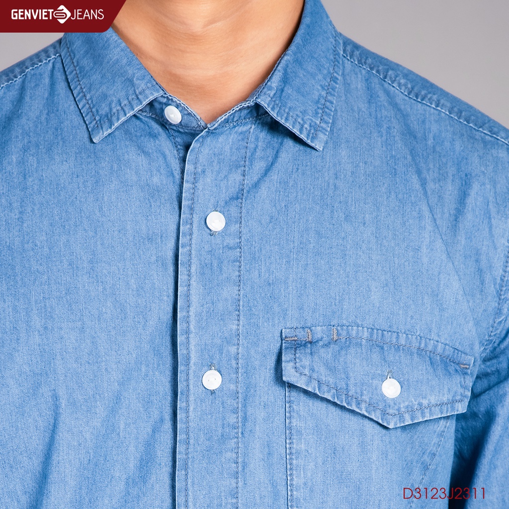 Áo Sơ Mi Jeans Nam GENVIET Chất Bò Mềm Cao Cấp D3123J2311