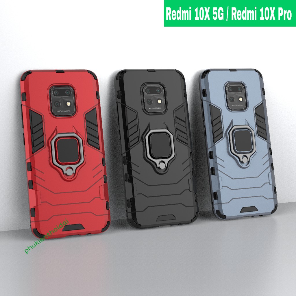 Ốp lưng Redmi 10X 5G / Redmi 10X Pro 5G chống sốc Iron Man Iring cao cấp siêu bền giá đỡ xem phim