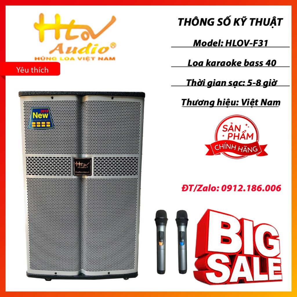 LOA KÉO HLOV F31 chính hãng - Bass 40- 500W - Vỏ gỗ