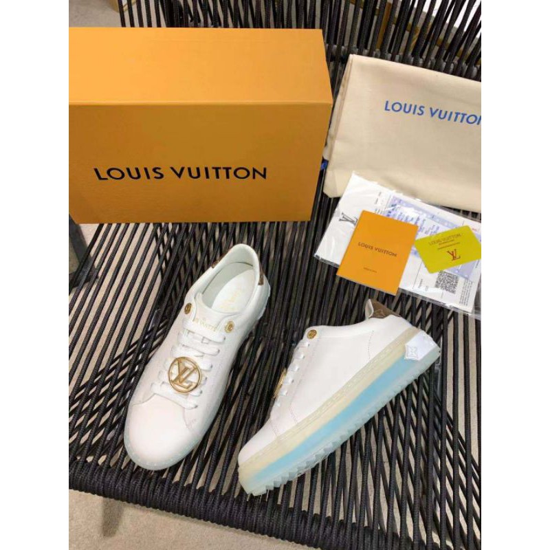 Giày trắng thể thao da bò cao cấp logo LV 2021