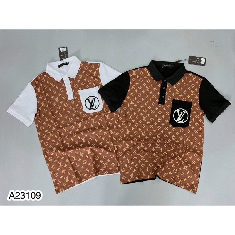 Áo polo cổ bẻ LV hoạ tiết siêu đẹp, Buberry - Áo polo nam cổ bẻ có túi trước ngực