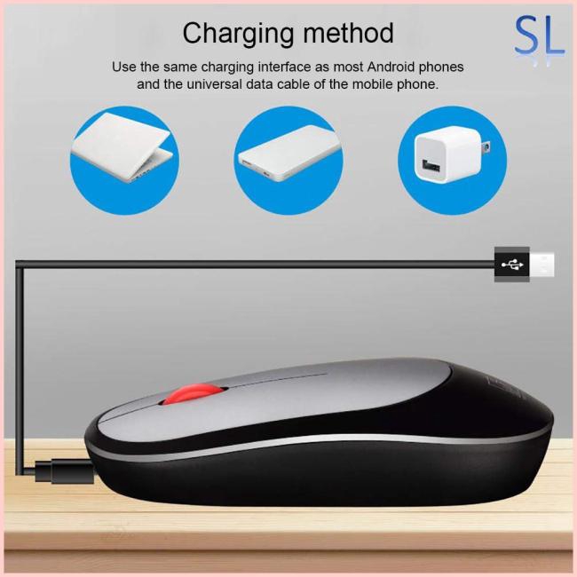 Wireless Computer Mouse Mute Switch Button USB Interfaces Portable Slim Optical Charging Mouse for