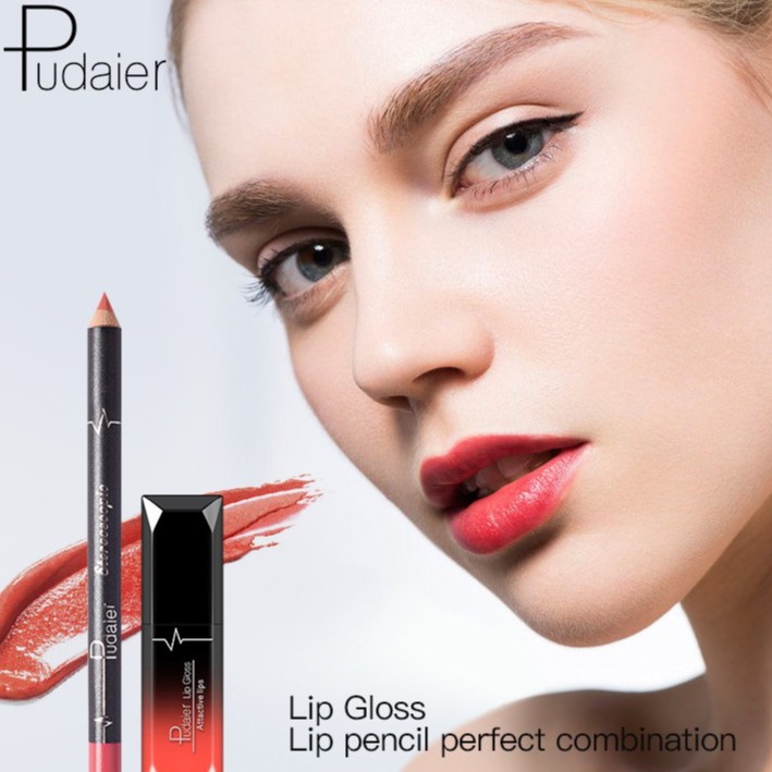 (Tặng Kèm 1 Chì Môi) Son Kem Lì Lip Gloss Pudaier