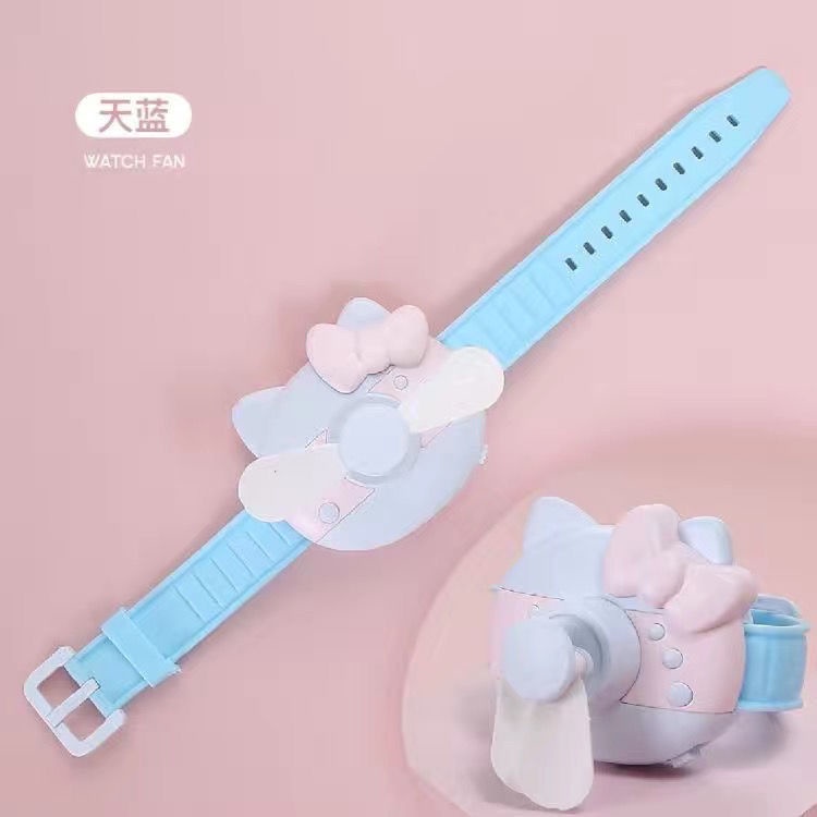 Quạt Đeo Cổ Tay Mini Sạc USB Hình Đồng Hồ Hoạt Hình Dễ Thương Bằng Silicon Có Thể Tùy Chỉnh