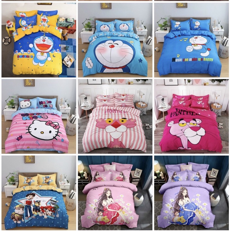 BỘ CHĂN GA GỐI 4 MÓN COTTON TINA HOẠT HÌNH CHO BÉ