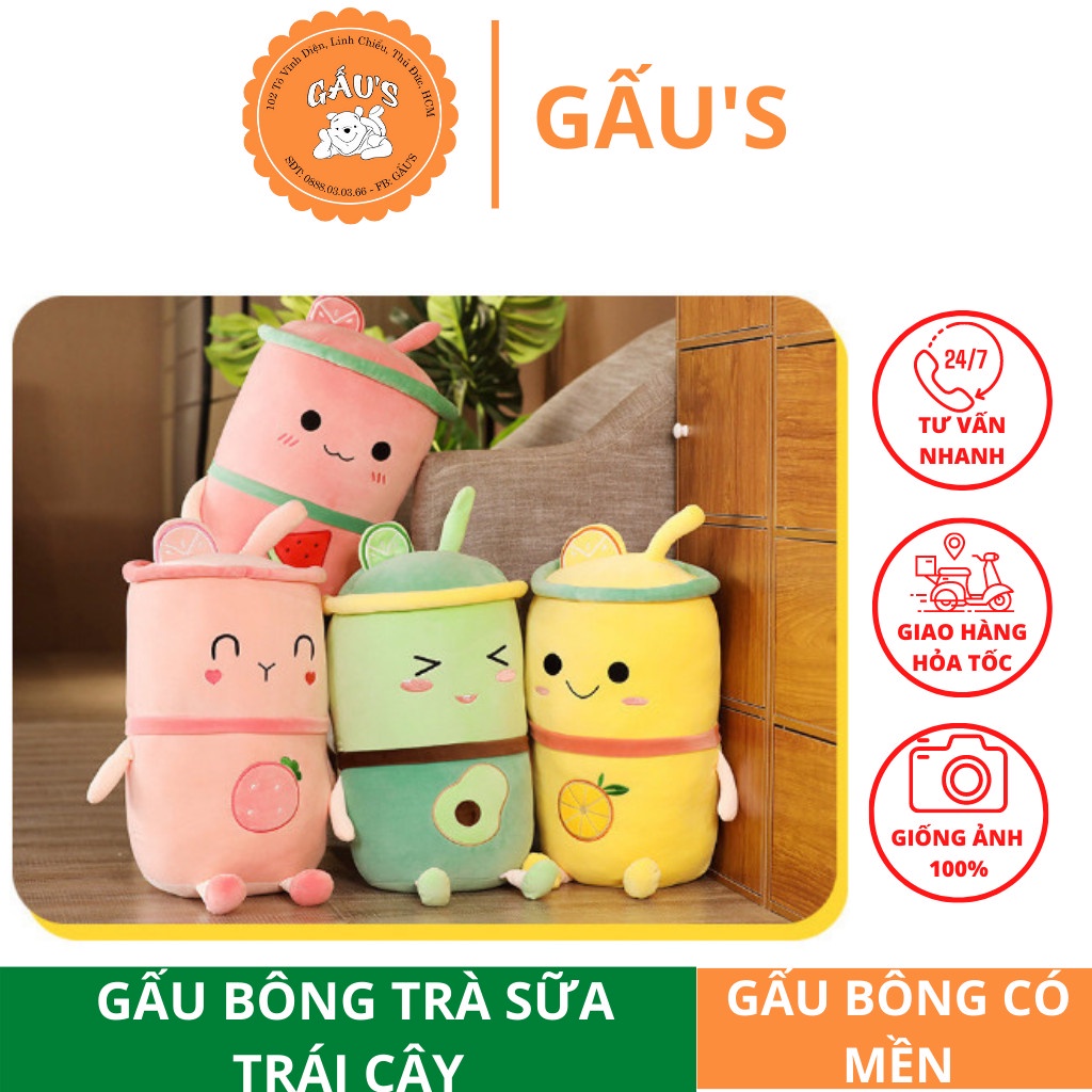 Gấu bông có mền Trà sữa trái cây nhiều màu  - GẤU SHOP