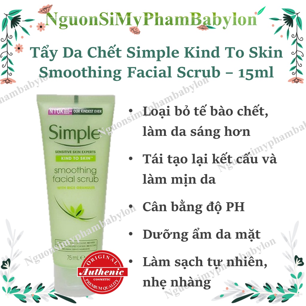 Tẩy Da Chết Simple Kind To Skin Smoothing Facial Scrub 75ml