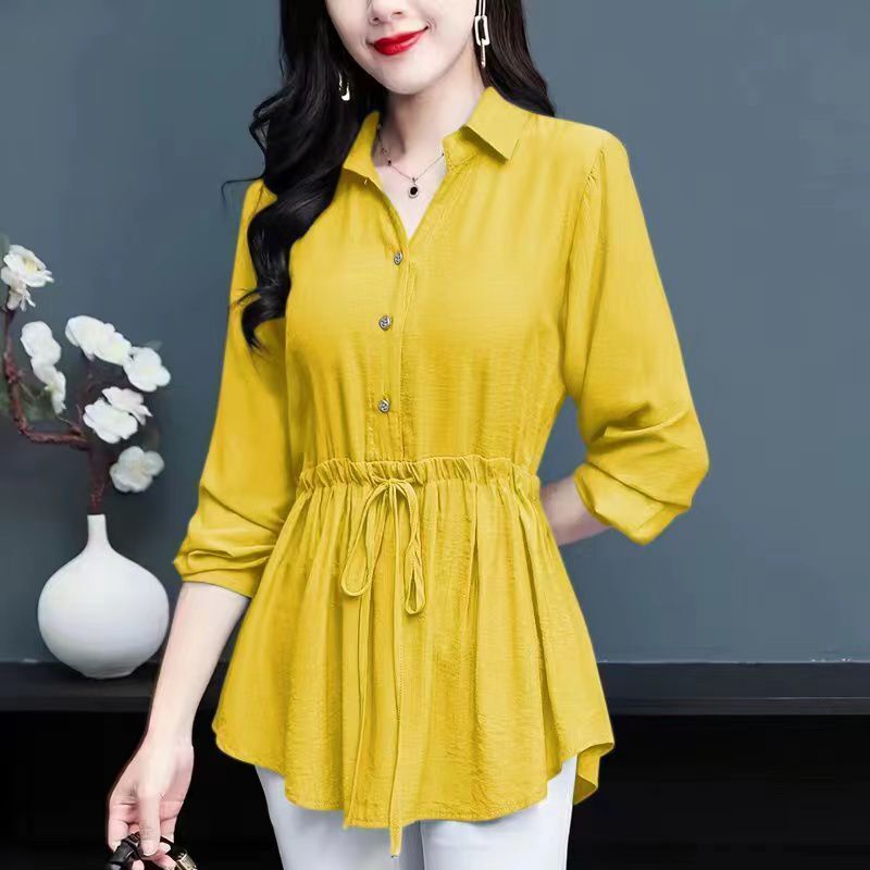 Áo Sơ Mi Chiffon Cổ Đứng Dáng Rộng Tay Dài Phong Cách Hàn Quốc Thời Trang Mùa Thu 2022 Hàng Có Sẵn 24 Giờ Dành Cho Bạn Nữ Áo Sơ Mi Tay Dài Dễ Phối Đồ
