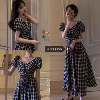 Váy Retro Đen Trắng Style Pháp ⚡️ẢNH THẬT⚡️ Váy Đầm Cotton, Dáng Dài Xinh Xắn