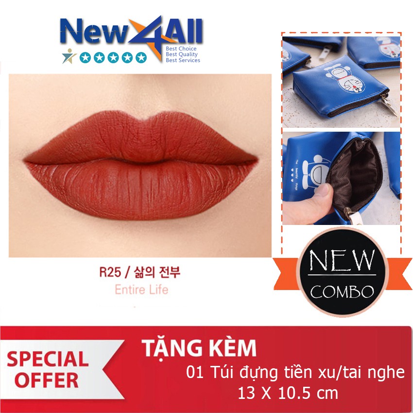 [Red Limited Edition] Agapan R25 Pit A Pat Mattle Lipstick + tặng ví mini họa tiết Doreamon