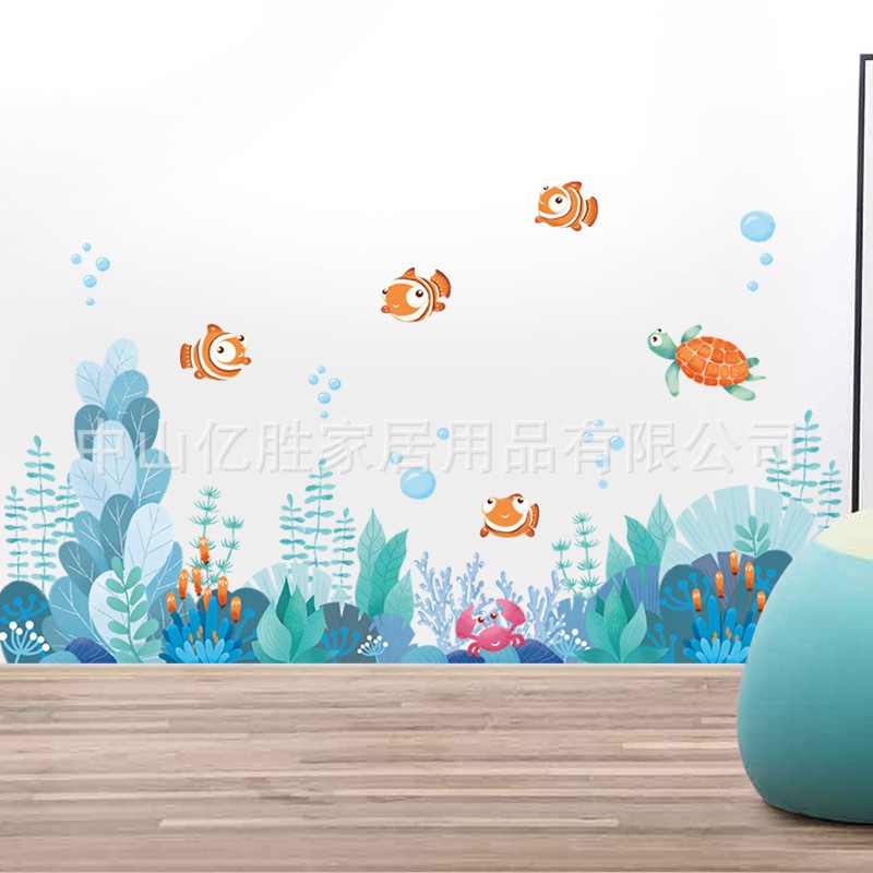 Decal dán tường chân dường đáy đại dương QR 9076