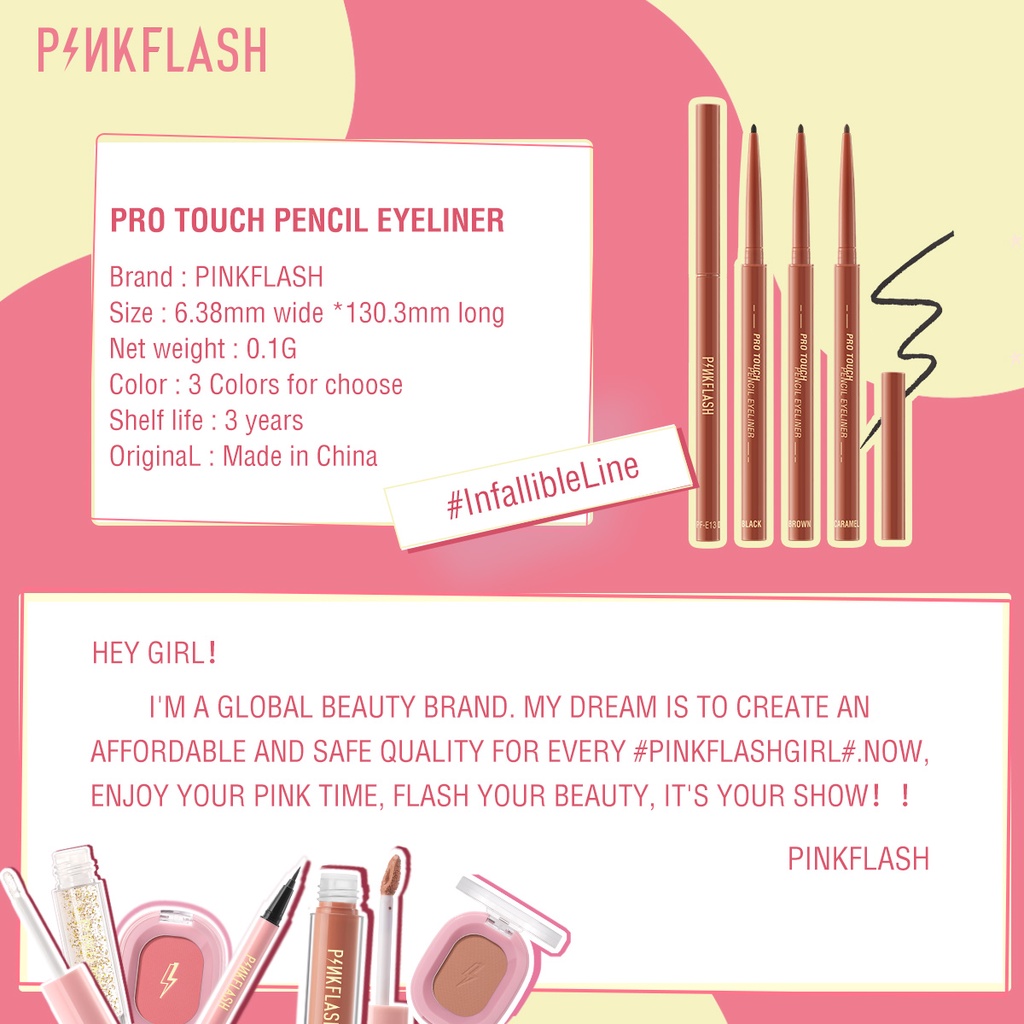 Bộ 4 mỹ phẩm trang điểm dịp PINKFLASH gồm phấn mắt dạng lỏng bút kẻ mắt dạng gel mascara mút trang điểm