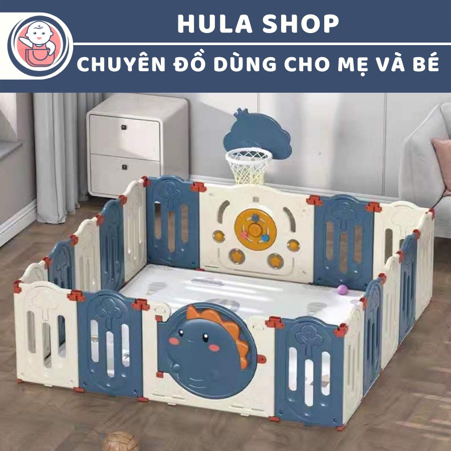 [XẢ KHO - HÀNG MỚI] Quây cũi gấp gọn nhựa nguyên sinh hình khủng long 9BABY màu xanh
