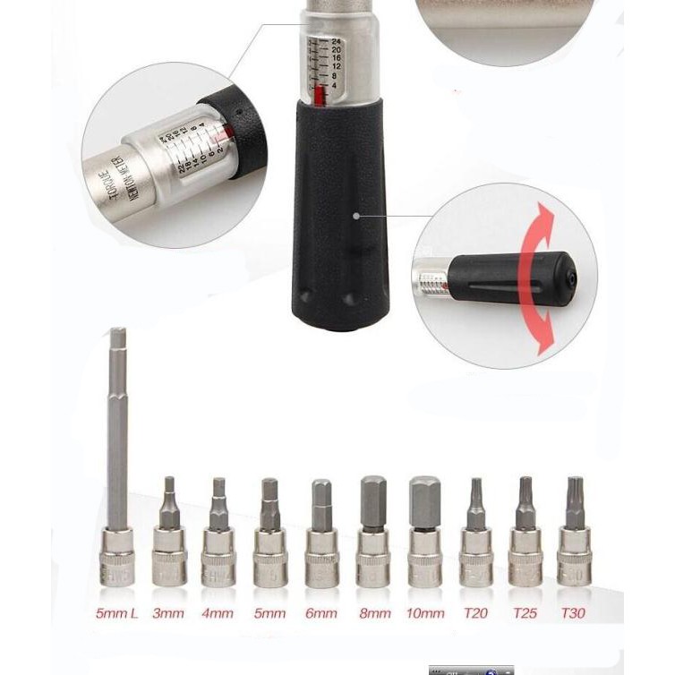 Bộ công cụ sửa chữa cờ lê xe đạp chuyên nghiệp Đài Loan BIKEHAND YC-617-2S Cờ lê mô-men xoắn xe đạp bên trong cờ lê lục giác tay áo