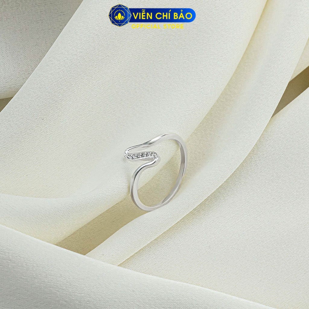 Nhẫn bạc nữ sóng đính đá chất liệu bạc 925 thời trang phụ kiện trang sức Viễn Chí Bảo N400236