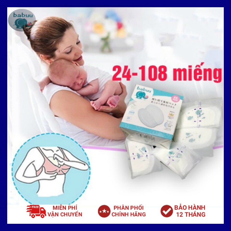 Miếng lót thấm sữa Babuu Baby NHật Bản (hộp 24 và 108 miếng)