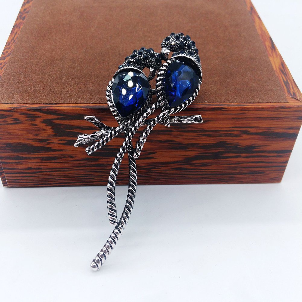 Ghim cài áo hình hai chú chim đính đá dễ thương cho nữ