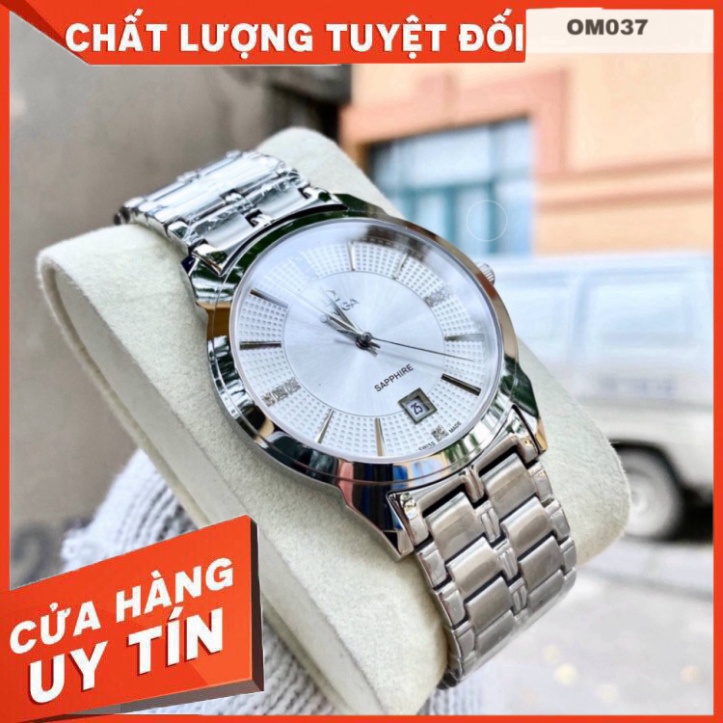 Đồng Hồ Nam omega Sapphire OM037 Case 38mm TRẮNG Máy Pin Nhật