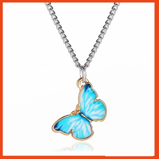 Dây Chuyền Mặt Bướm Đính Đá Pha Lê Xanh - Phong Cách Vintage