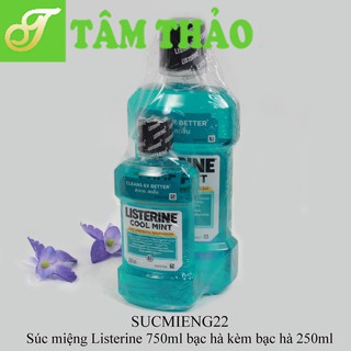 Súc miệng Thái Lan Listerine 750ml bạc hà kèm bạc hà 250ml 8850007815648