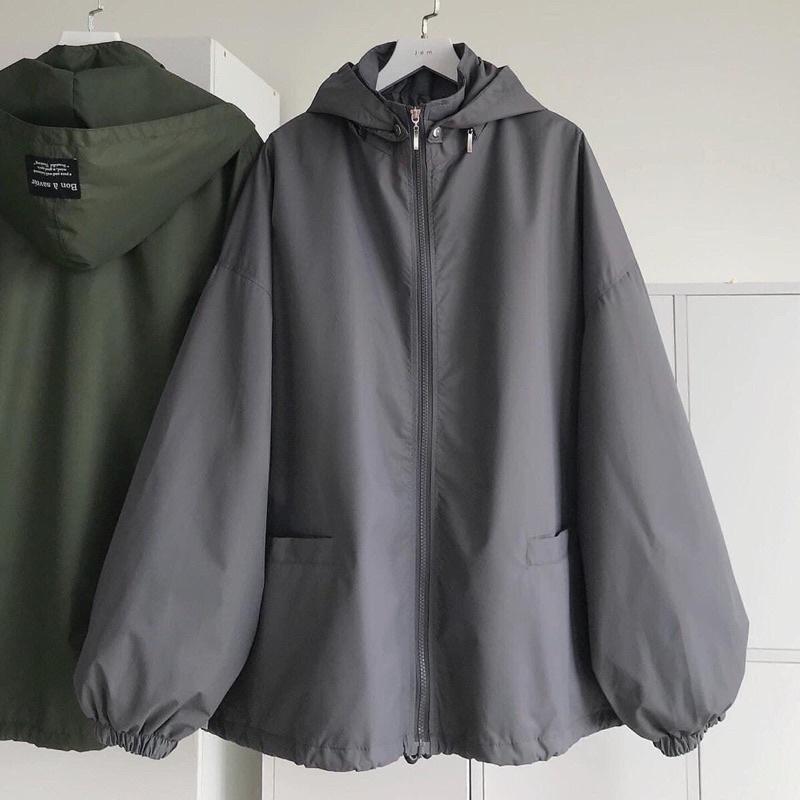 Áo khoác Dù form rộng unisex TAG LOGO BON  màu XANH/RÊU/XÁM ❤️ Nam nữ unisex ❤️