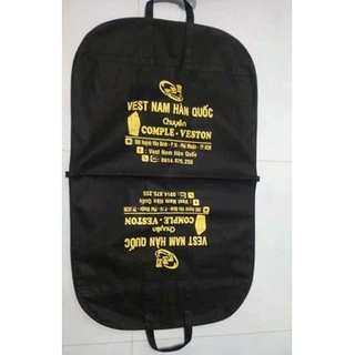 Combo 5 Túi trùm veston vải không dệt đen dây kéo vòng bảo vệ áo vest nam nữ chống bụi có quai xách hàng xuất dư