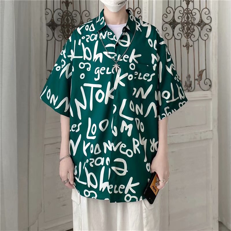 Fashion Retro Floral Pattern Short Sleeve Shirt For Couples