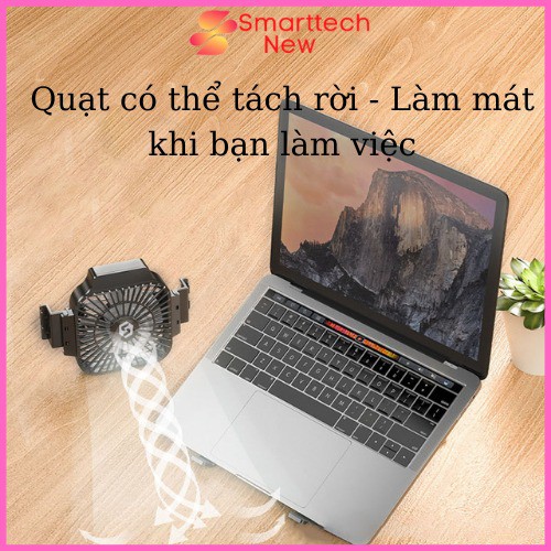 Đế Tản Nhiệt Laptop, Macbook, Ipad Cao Cấp Bằng Nhôm Kèm Quạt  ,Quạt Tản Laptop Quạt Mạnh Làm Mát Cực Nhanh