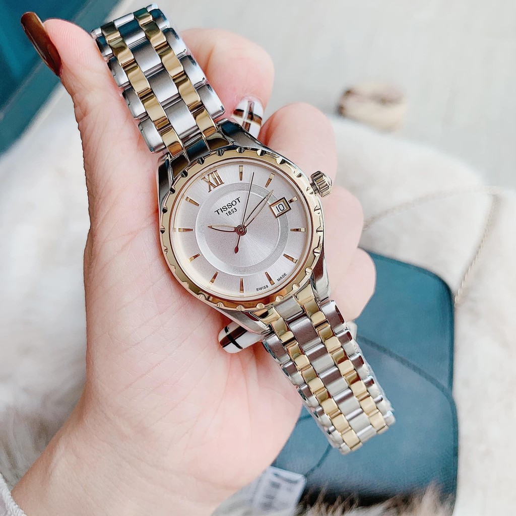 Đồng hồ Nữ chính hãng Tissot 1853 Lady T072.010.22.038.00 Demi vàng,Lịch ngày-Máy Pin Quartz-Dây kim loại-Size 28mm