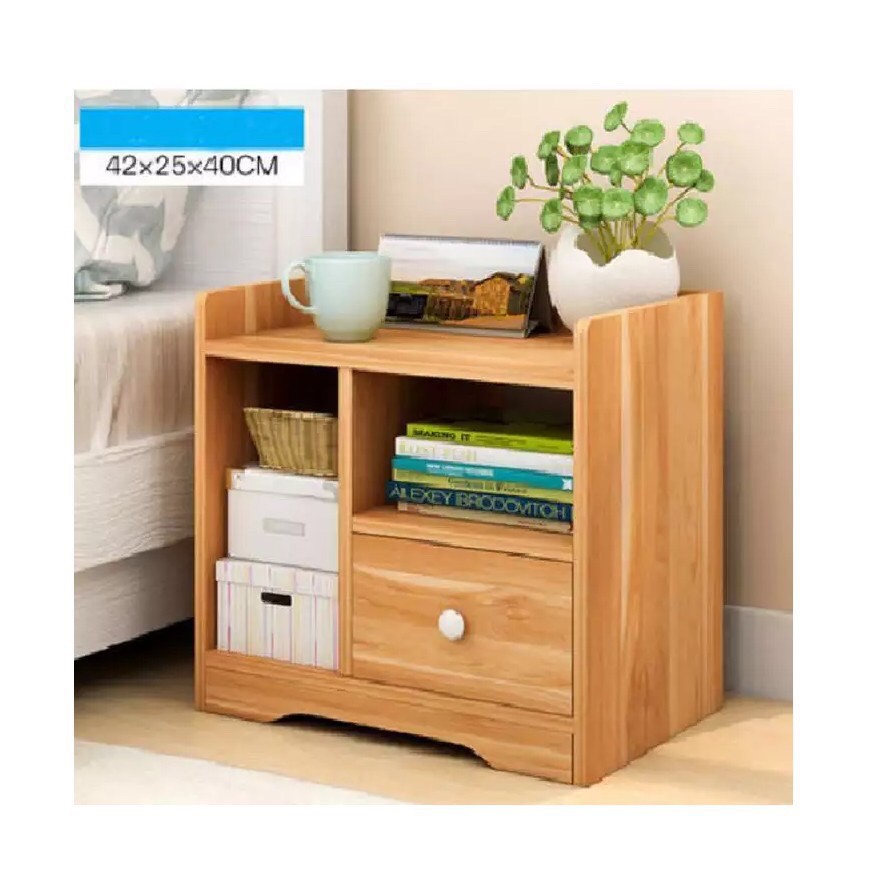 Kệ Đầu Giường Vuông Ngăn Kéo Dễ Lắp Ghép Màu Gỗ 40 x 26 x 32.5cm