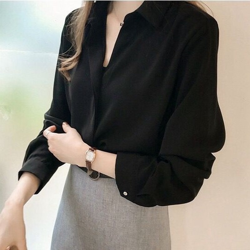 GENAISHA Áo sơ mi nữ tay dài kiểu dáng thời trang phong cách Hàn Quốc