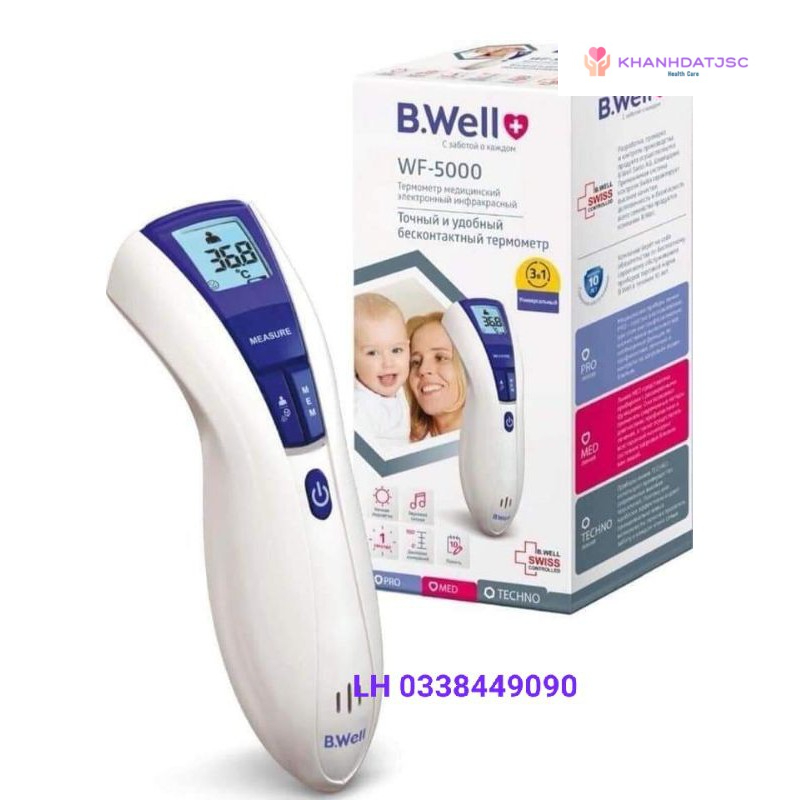 Nhiệt kế đo trán hãng Bwell WF- 5000 Thụy Sĩ (chính hãng bảo hành 2năm)