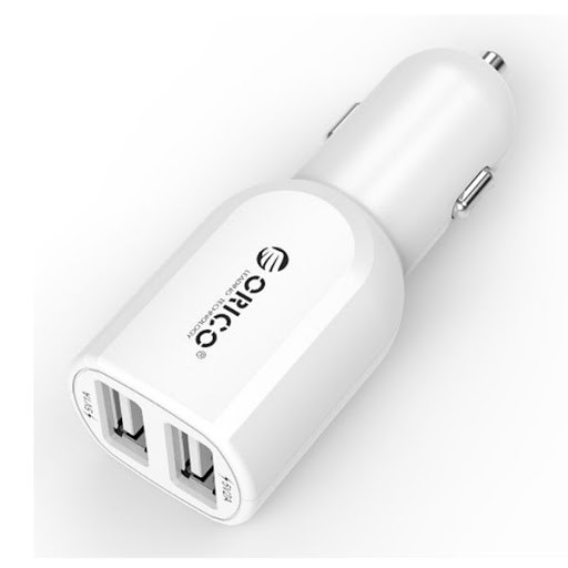 Sạc 2 Cổng Usb Cho Thiết Bị Di Động Trên Xe Hơi Orico UCA 2U WH màu đen, trắng cổng tẩu thuốc