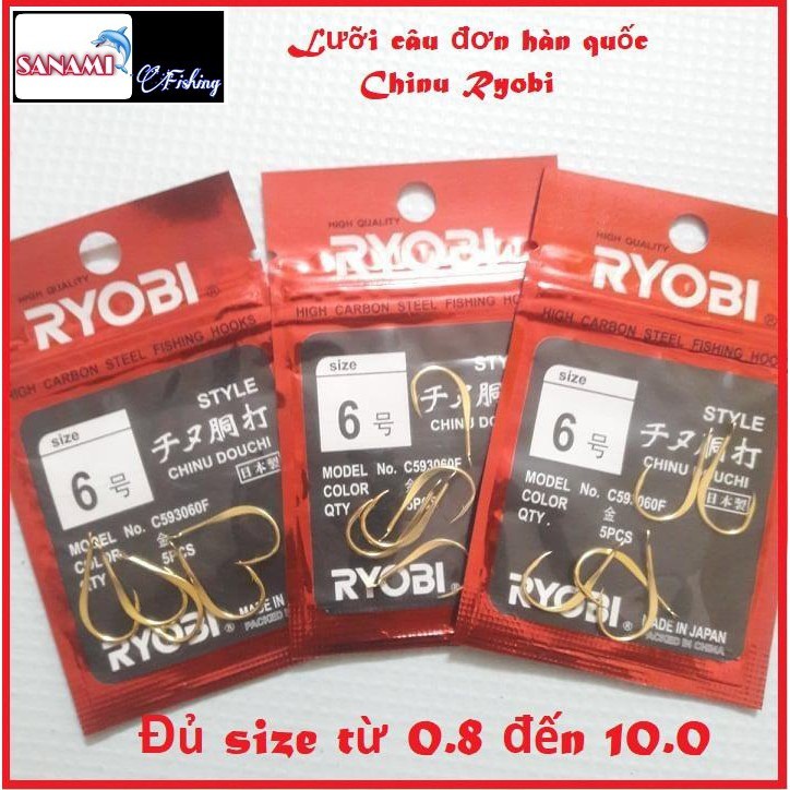 [Made in Japan] 3 túi lưỡi câu đơn lưỡi câu đơn chinu Chinu Ryobi 3 túi