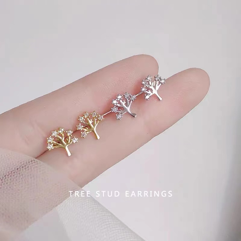 Bông Tai Bạc s925 Thiết Kế Đơn Giản Tinh Tế Phong Cách Mori Thời Trang Mới