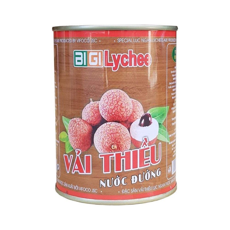 Vải Lon đóng hộp POGI / Vải thiều Lục Ngạn BIGI hộp 565g - BAO BÌ MỚI