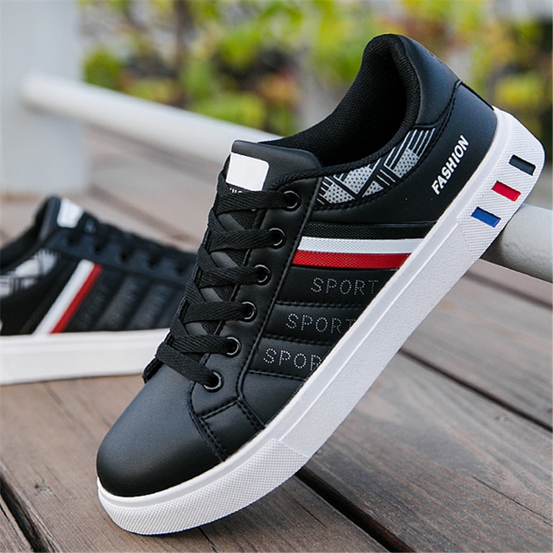 Giày thể thao Sneaker nam HUTA GS042 màu đen đế bằng chống trượt, da tổng hợp cao cấp